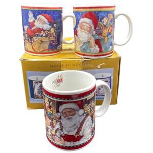 3 Mugs Vtg JC Penney 1999 Holiday Christmas Mug Set Betty Whiteaker United Way